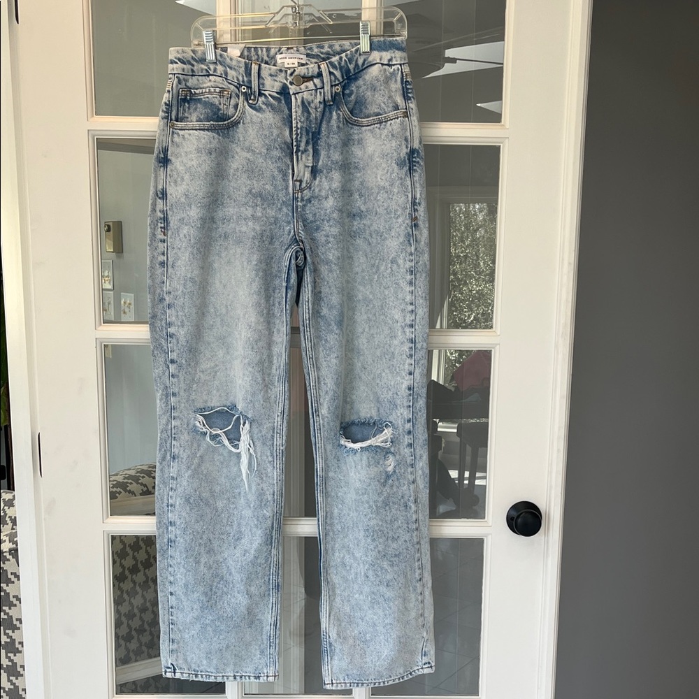 Good American Light Wash High Rise Distressed Jeans